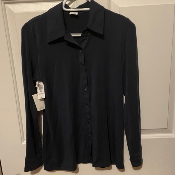 Aritzia Wilfred Navy Long Sleeve Jessie Blouse - Picture 1 of 3